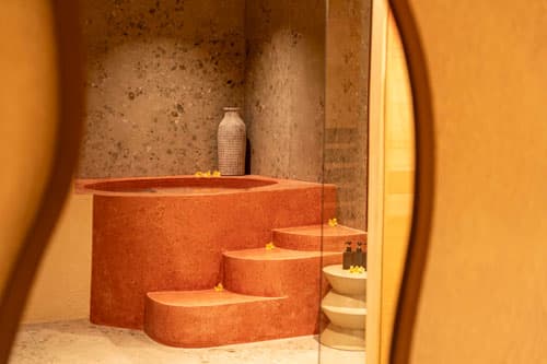 Spa pavilion with frangipani flowers